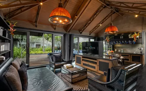 The Slate-Two Bedroom Pool Villa-Living room TV The Slate-Two Bedroom Pool Villa-Living room TV